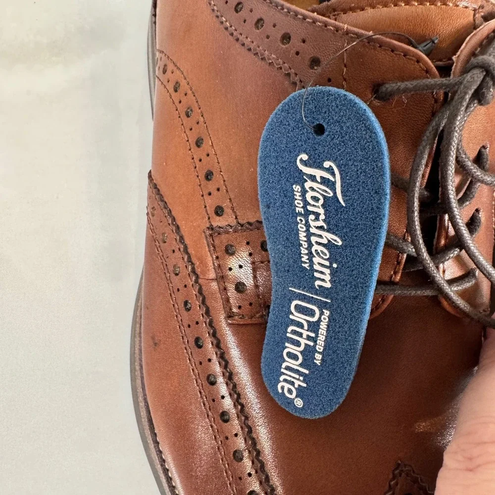 Florsheim Comfortech Wingtip Brogues Brown Leather Dress Shoes Worn Once 12M